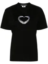 Junya Watanabe Crew Neck Graphic-heart Print T-shirt In Black