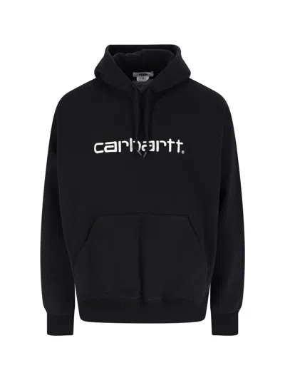 Junya Watanabe Graphic Logo Pullover Hoodie In Black