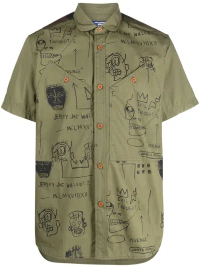 Junya Watanabe Graphic-print Short-sleeve Shirt In Green