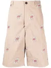 Junya Watanabe Graphic-print Cotton Shorts In Neutrals