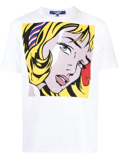 Junya Watanabe T-shirt Mit Grafischem Print In White