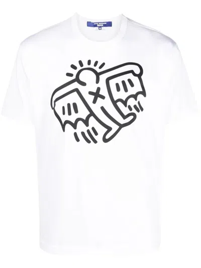 Junya Watanabe Graphic-print Crew-neck T-shirt In White