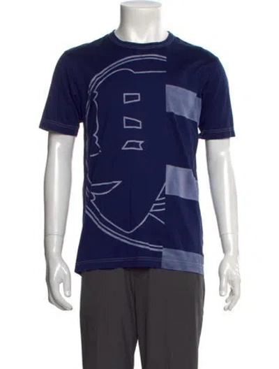 Pre-owned Junya Watanabe Graphic Print Crew Neck T-shirt In Blue