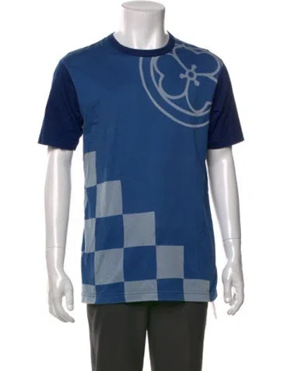 Pre-owned Junya Watanabe Graphic Print Crew Neck T-shirt In Blue