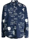 Junya Watanabe Hemd Mit Grafischem Print In Blue