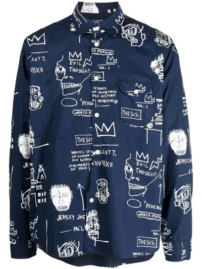 Junya Watanabe Hemd Mit Grafischem Print In Blue
