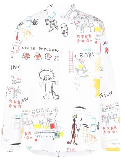 Junya Watanabe Graphic-print Long-sleeved Shirt In White