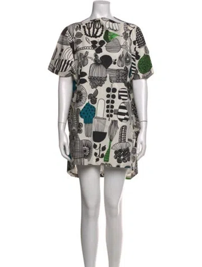 Pre-owned Junya Watanabe Graphic Print Mini Dress In Black/white