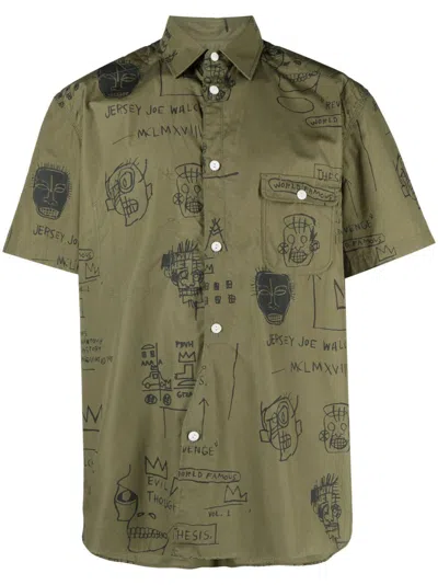 Junya Watanabe Graphic-print Short-sleeve Shirt In Green