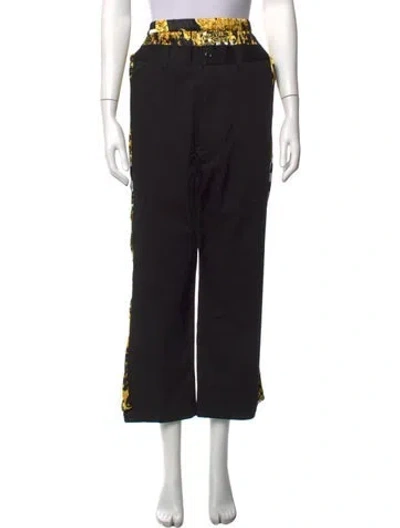 Pre-owned Junya Watanabe Graphic Print Wide Leg Pants In Black