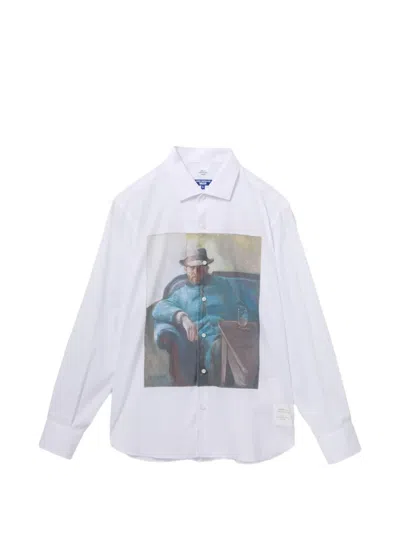 Junya Watanabe Graphic-print Long-sleeve Shirt In White