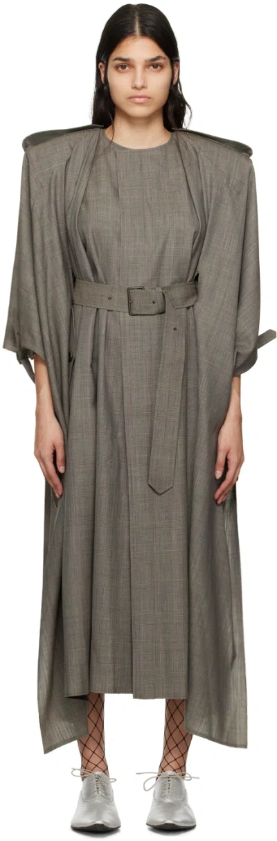 Junya Watanabe Gray Glencheck Trench Coat In 1 Black/beige