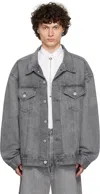 Junya Watanabe Oversized Denim Jacket With Adjustable Back Tabs In 1 Grey