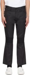 Junya Watanabe Cropped Smocked-panel Trousers In Gray