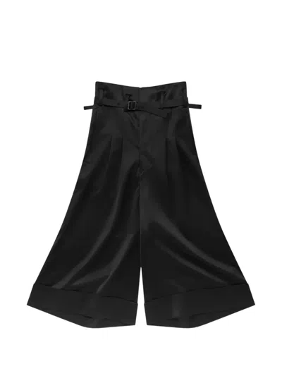 Junya Watanabe Grosgrain Belted Wool Culottes In Black