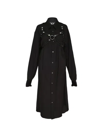 Junya Watanabe Harness-detail Long-sleeve Midi Dress In Black