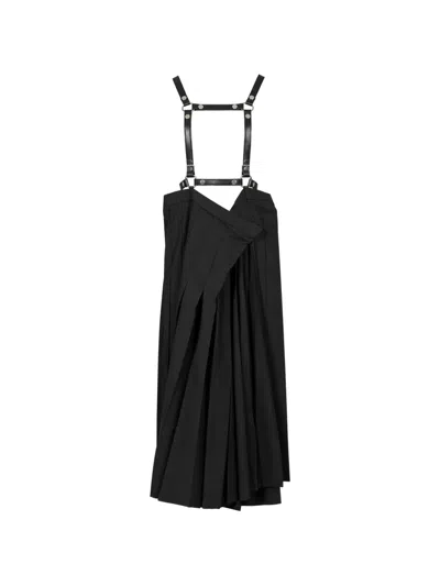 Junya Watanabe Harness-detail Pleated Midi Skirt In Black