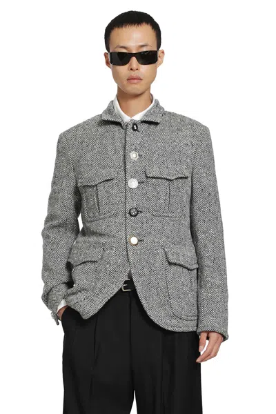 Junya Watanabe Herringbone Wool Jacket In Gray