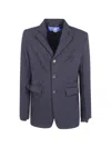 Junya Watanabe Herringbone-pattern Single-breasted Blazer In Blue