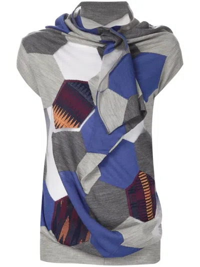 Junya Watanabe Pullover Mit Sechseck-print In Blue