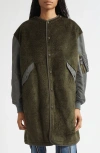Junya Watanabe Two Tone Midi Bomber Coat In Green