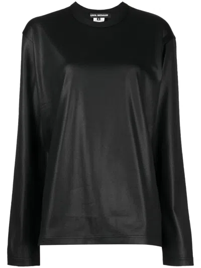 Junya Watanabe High-shine Finish Round-neck T-shirt In Black
