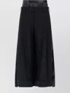 Junya Watanabe Double Layer Wide Leg Trousers With Pleated Fabric Back In Black
