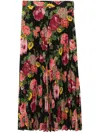 Junya Watanabe Flower Pattern Printed Pleated Midi Skirt In Black