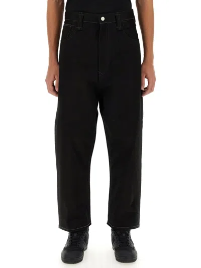 Junya Watanabe High-waisted Wide-leg Pants With Distinctive Stitching In Black