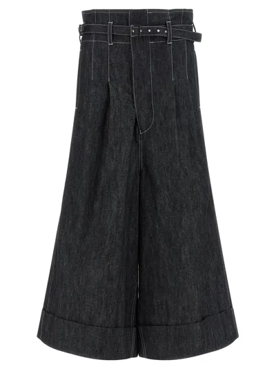 Junya Watanabe High-waist Wide-leg Jeans In Black