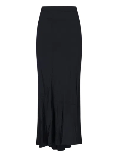 Junya Watanabe High-waisted Midi Skirt With Textured Hem In Black