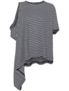 Junya Watanabe Women's Horizontal Stripe Pattern Asymmetric T-shirt In Black