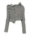 Junya Watanabe Houndstooth-pattern Draped-design Jacket In Gray
