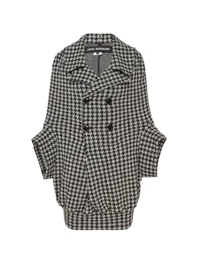 Junya Watanabe Houndstooth Double-breasted Jacket In Black