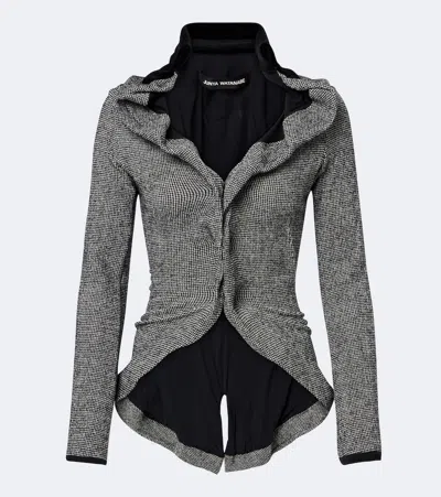 Junya Watanabe Houndstooth Wool-blend Jacket In Gray