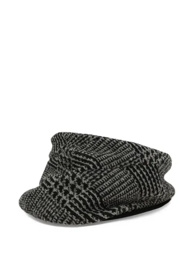 Junya Watanabe Houndstooth-pattern Flat Bucket Hat In Black
