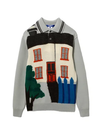 Junya Watanabe House Print Collared Knitwear In Multi