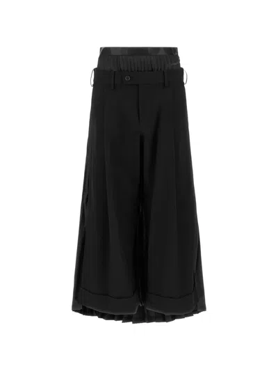 Junya Watanabe Hybrid-design Pleated Trousers In Black