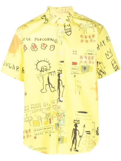 Junya Watanabe Illustration-print Cotton Shirt In Yellow