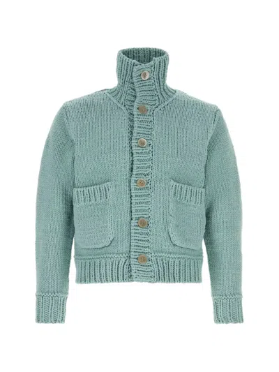 Junya Watanabe Cotton Blend Cardigan Dog Motif Pockets In Green