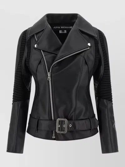 Junya Watanabe Jacket Belted Waist Notched Lapels Ribbed Sleeves