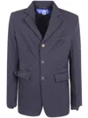 Junya Watanabe Herringbone-pattern Single-breasted Blazer In Black
