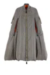 Junya Watanabe Bomber-cargo Cape Coat In Gray