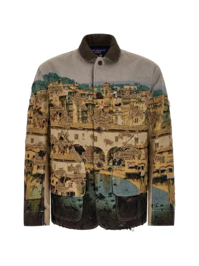 JUNYA WATANABE JACQUARD FRAYED JACKET