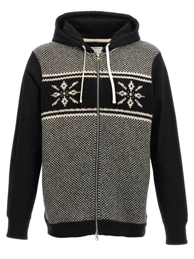 Junya Watanabe Wool Knit Jacquard Hoodie In Gray
