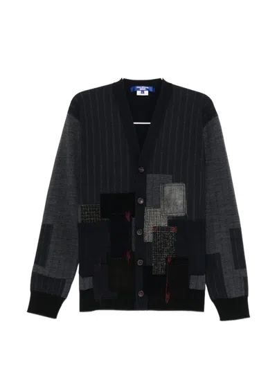 Junya Watanabe Jacquarded Patchwork Cardigan In Black