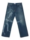 Junya Watanabe Graphic Print Trousers With Adjustable Strap And Five Pockets In Blue