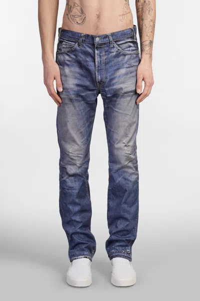 Junya Watanabe Denim-print Trousers In Blue