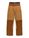 Junya Watanabe Men's Canvas & Denim Patchwork Jeans In Multicolour