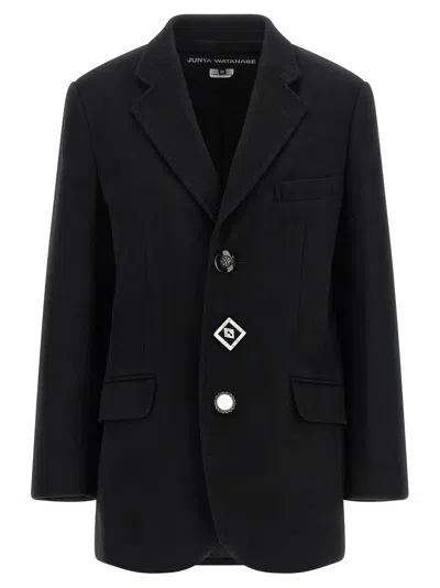 Junya Watanabe Jewel-button Single-breasted Coat In Black